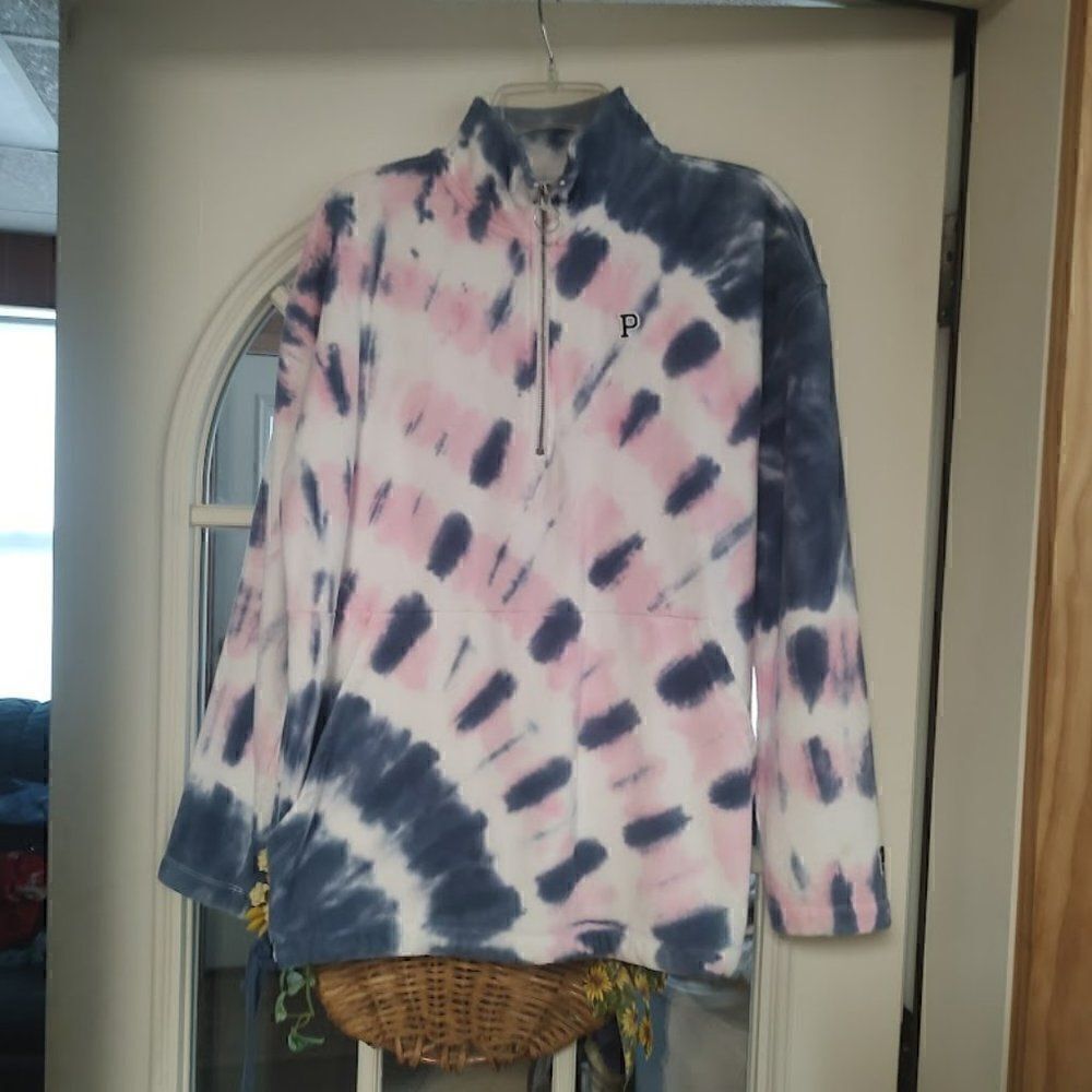 Pink Victoria's Secret Pink Blue Tie Dye Oversized Sweatshirt Size Women's Small